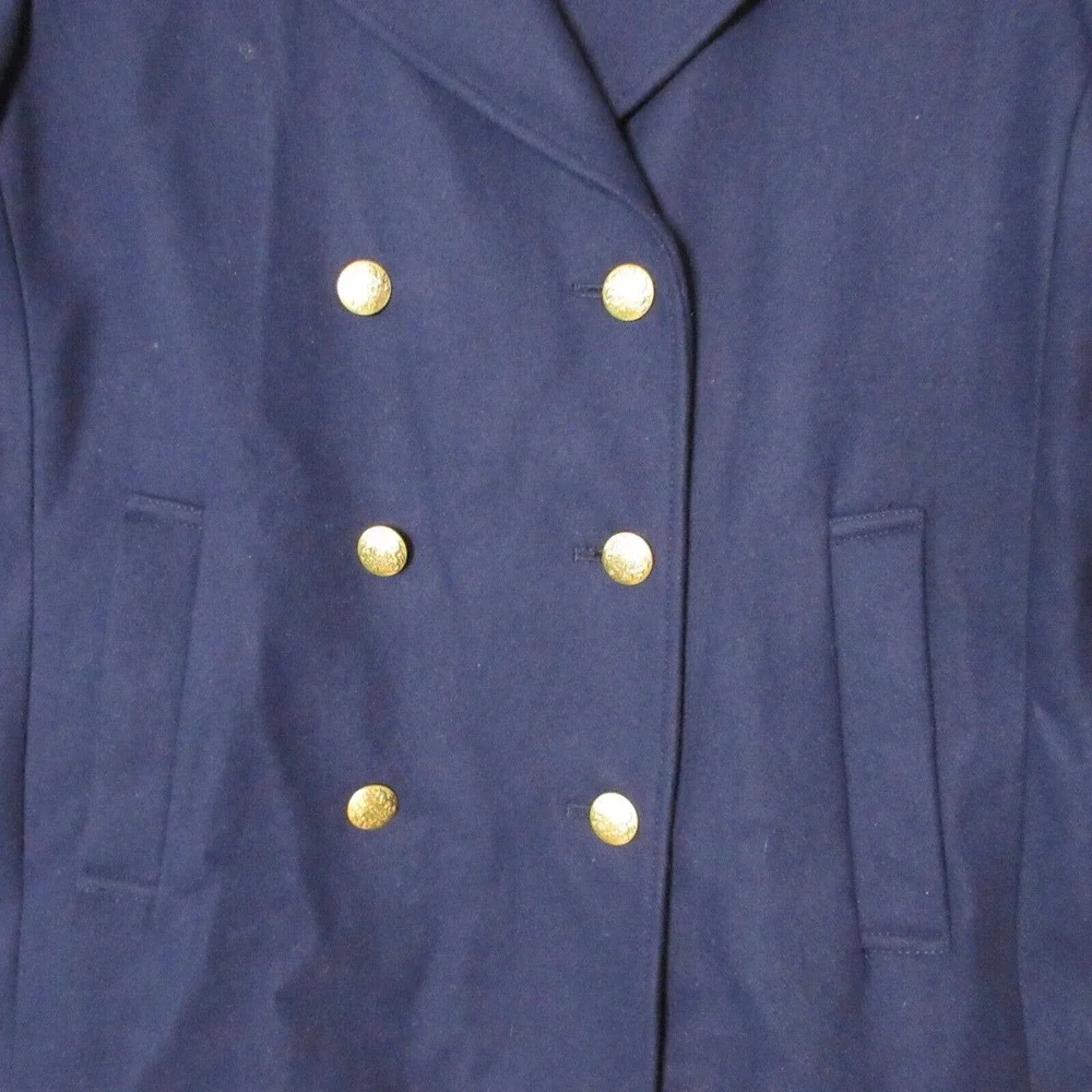J Crew Factory Women Pea Coat Wool Military Blue Gold Buttons NWOT - Picture 2 of 10
